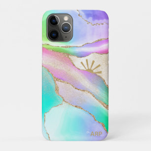Case-Mate iPhone Case *~* Pastel Rainbow Agate Sun Rays Gold Star Dust