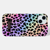 Coques Case-Mate iPhone Pastel Rainbow Leopard Print Monogrammed (Verso (horizontal))
