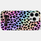 Coques Case-Mate iPhone Pastel Rainbow Leopard Print Monogrammed (Verso (horizontal))