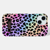 Coques Case-Mate iPhone Pastel Rainbow Leopard Print Monogrammed (Verso (horizontal))