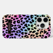 Coques Case-Mate iPhone Pastel Rainbow Leopard Print Monogrammed (Verso (horizontal))