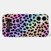 Coques Case-Mate iPhone Pastel Rainbow Leopard Print Monogrammed (Verso (horizontal))