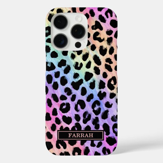 Coques Case-Mate iPhone Pastel Rainbow Leopard Print Monogrammed (Verso)