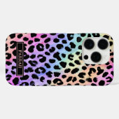 Coques Case-Mate iPhone Pastel Rainbow Leopard Print Monogrammed (Verso (horizontal))
