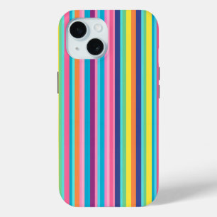 Coque Pour iPhone 15 Pastel Rainbow Stripes
