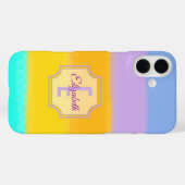 Coques Case-Mate iPhone Pastel Rainbow Stripes Lettre initiale Monogramme (Verso (horizontal))