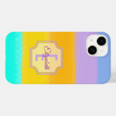 Coques Case-Mate iPhone Pastel Rainbow Stripes Nom personnalisé Monogramme (Verso (horizontal))