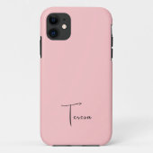 Coques Case-Mate iPhone Pastel Rose couleur unie | Nom minimal (Dos)
