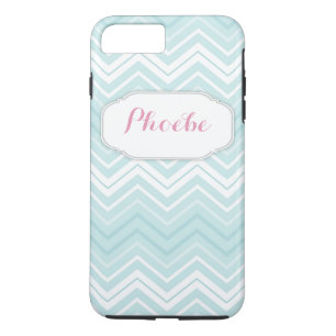 Coque iPhone 8 Plus/7 Plus Pastel Rose & Turquoise Chevron Zigzag Personnalis