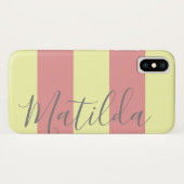 Coques Case-Mate iPhone Pastel Rose Yellow Stripe Nom personnalisé (Dos (Horizontal))