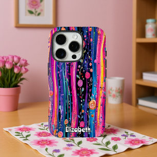 Coques iPhone 16 Pro Pastel Roses et rayures