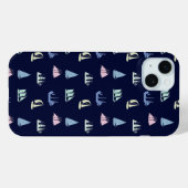 Coques Case-Mate iPhone Pastel Sailboat Motif sur Midnight Blue (Verso (horizontal))