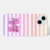 Coques Case-Mate iPhone Pastel Stripes Monogramme (Verso (horizontal))