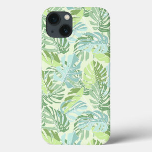 iPhone 13 Case Pastel Tropical Palm Leaves