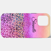 Coques Case-Mate iPhone Pastels Glittery Silver Leopard Personnalisé (Verso (horizontal))