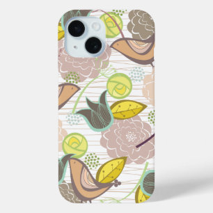 Coque Pour iPhone 15 Pastels Pink Sweet Birds Floral Garden Floroms Chi