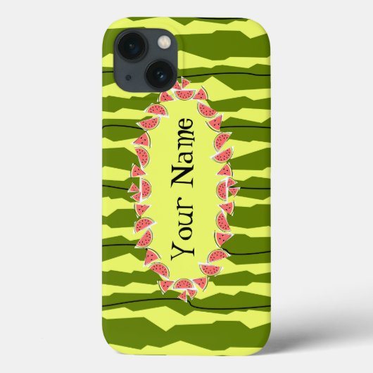 Coques Case-Mate iPhone Pastèque rayure ovale 'Nom' horizontal (Verso)