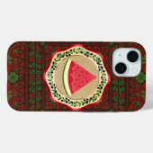 Coques Case-Mate iPhone pastèque sur plaque d'olive avec tatreez palestini (Verso (horizontal))