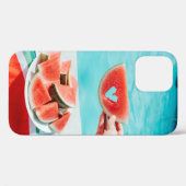 Coques Case-Mate iPhone pastèque tranchée sur papier blanc (Verso (horizontal))