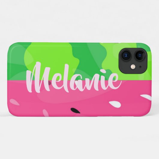 Coques Case-Mate iPhone Pastèque verte rose personnalisée d'été stylisée (Dos (Horizontal))