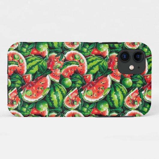 Coques Case-Mate iPhone pastèques, chaux, feuilles de pastèque, petite cha (Dos (Horizontal))