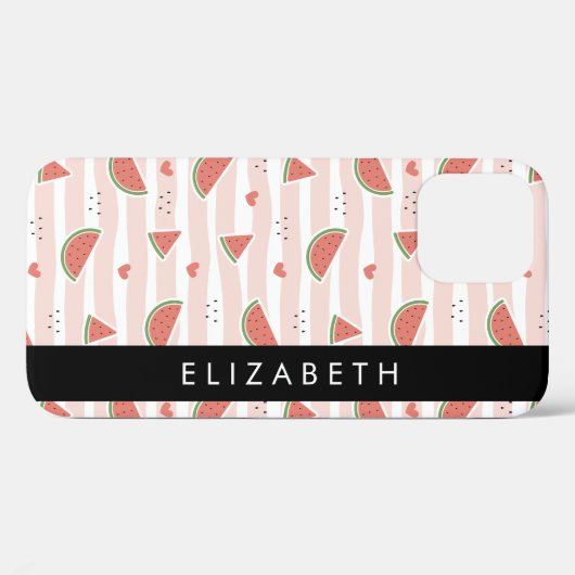 Coques Case-Mate iPhone Pastèques Rouges, Coeurs, Bandes, Votre Nom (Verso (horizontal))