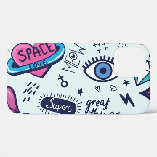 Coques Case-Mate iPhone Patch de mode : Stickers Pop Art. (Verso (horizontal))