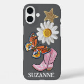 Coques Case-Mate iPhone Patches Faux personnalisées Pink Western Boot (Verso)