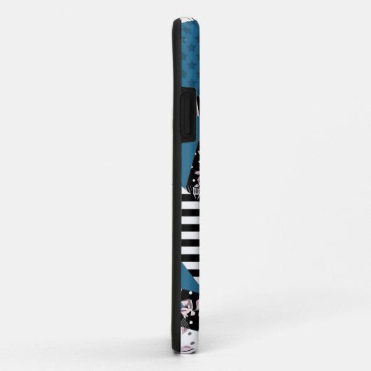 Coques Case-Mate iPhone patchwork bleu, populaire, patchwork, folle, rusti (Dos/Droite)