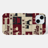 Coques Case-Mate iPhone Patchwork croisé rustique | Folk Holiday Motif (Verso (horizontal))