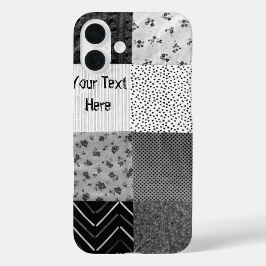 Coques Case-Mate iPhone patchwork en tissu vintage noir et blanc (Verso)
