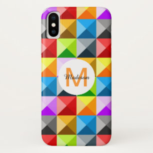 Coques Pour iPhone Patchwork motif géométrique coloré Monogramme