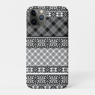 Case-Mate iPhone Case Patchwork rayé noir et blanc avec dentelle