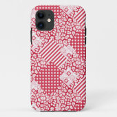 Coques Case-Mate iPhone Patchwork rouge et blanc rustique (Dos)