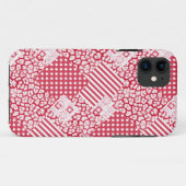 Coques Case-Mate iPhone Patchwork rouge et blanc rustique (Dos (Horizontal))