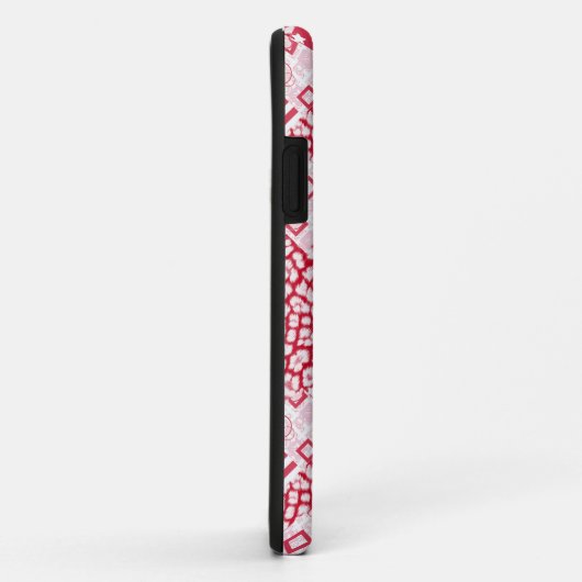 Coques Case-Mate iPhone Patchwork rouge et blanc rustique (Dos/Droite)