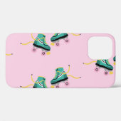 Coques Case-Mate iPhone Patins à rouleaux rétrogrades : motif rose. (Verso (horizontal))