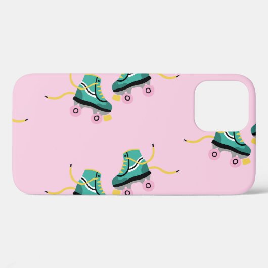 Coques Case-Mate iPhone Patins à rouleaux rétrogrades : motif rose. (Verso (horizontal))