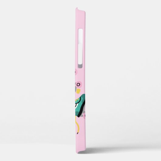 Coques Case-Mate iPhone Patins à rouleaux rétrogrades : motif rose. (Verso / Gauche)