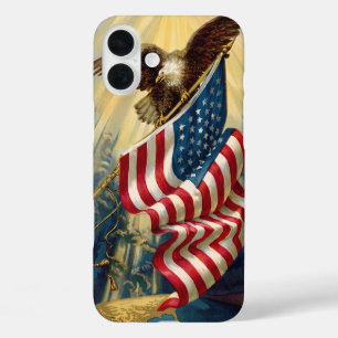 Coques iPhone 16 Plus Patriotisme Vintage, Drapeau Américain Aigle Patri