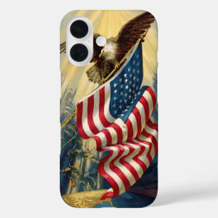 Coques iPhone 16 Patriotisme Vintage, Drapeau Américain Aigle Patri