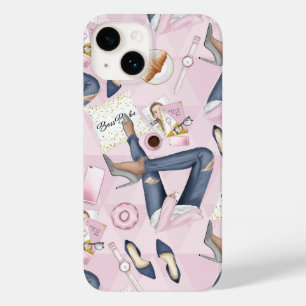 Coque Pour iPhone 14 Patron de fille tiré à la main