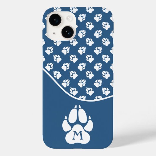 Coques Case-Mate iPhone Patrouilles De Chien Bleu Et Blanc Avec Monogramme (Verso)
