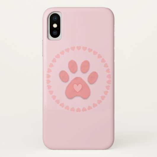 Coques Case-Mate iPhone Patte de animal mignon avec coeurs (Dos)