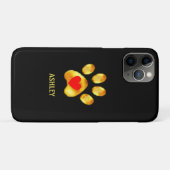 Coques Case-Mate iPhone Patte dorée avec cœur sur fond noir (Dos (Horizontal))