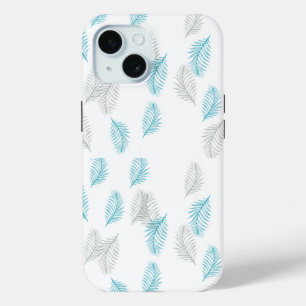 Coque Pour iPhone 15 Pattern Blue & Gray Leaves
