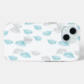 Coques Case-Mate iPhone Pattern Blue & Gray Leaves (Verso (horizontal))