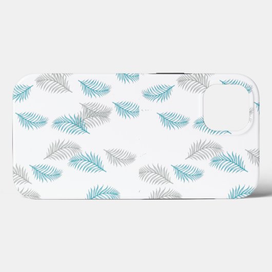 Coques Case-Mate iPhone Pattern Blue & Gray Leaves (Verso (horizontal))