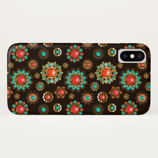 Coques Case-Mate iPhone Pattern de Ethnic Brooches Seamless (Dos (Horizontal))