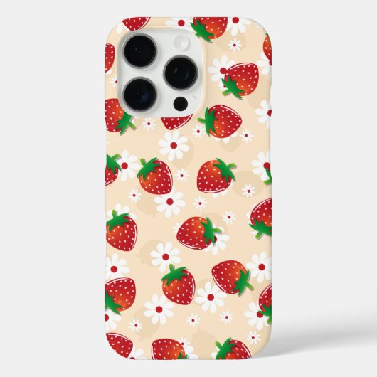 Coques Case-Mate iPhone Pattern featuring strawberries and white flowers (Verso)